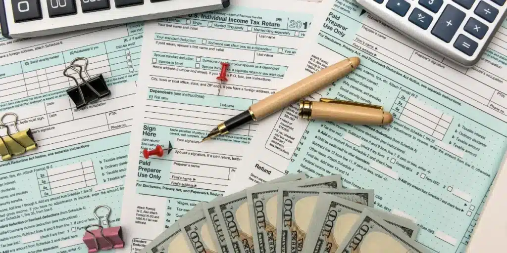 How Much Is $100K After Tax in Ontario? (2026 Guide) 1 $100K after tax in Ontario tax calculation with income tax forms and financial documents