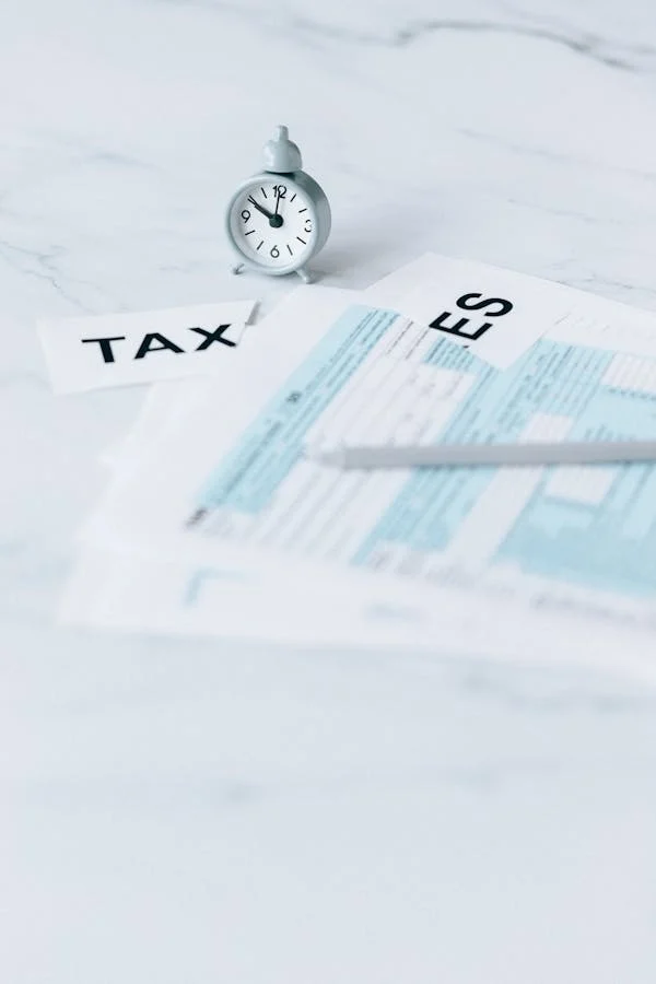 Organized tax and accounting documents for a Canadian tax return