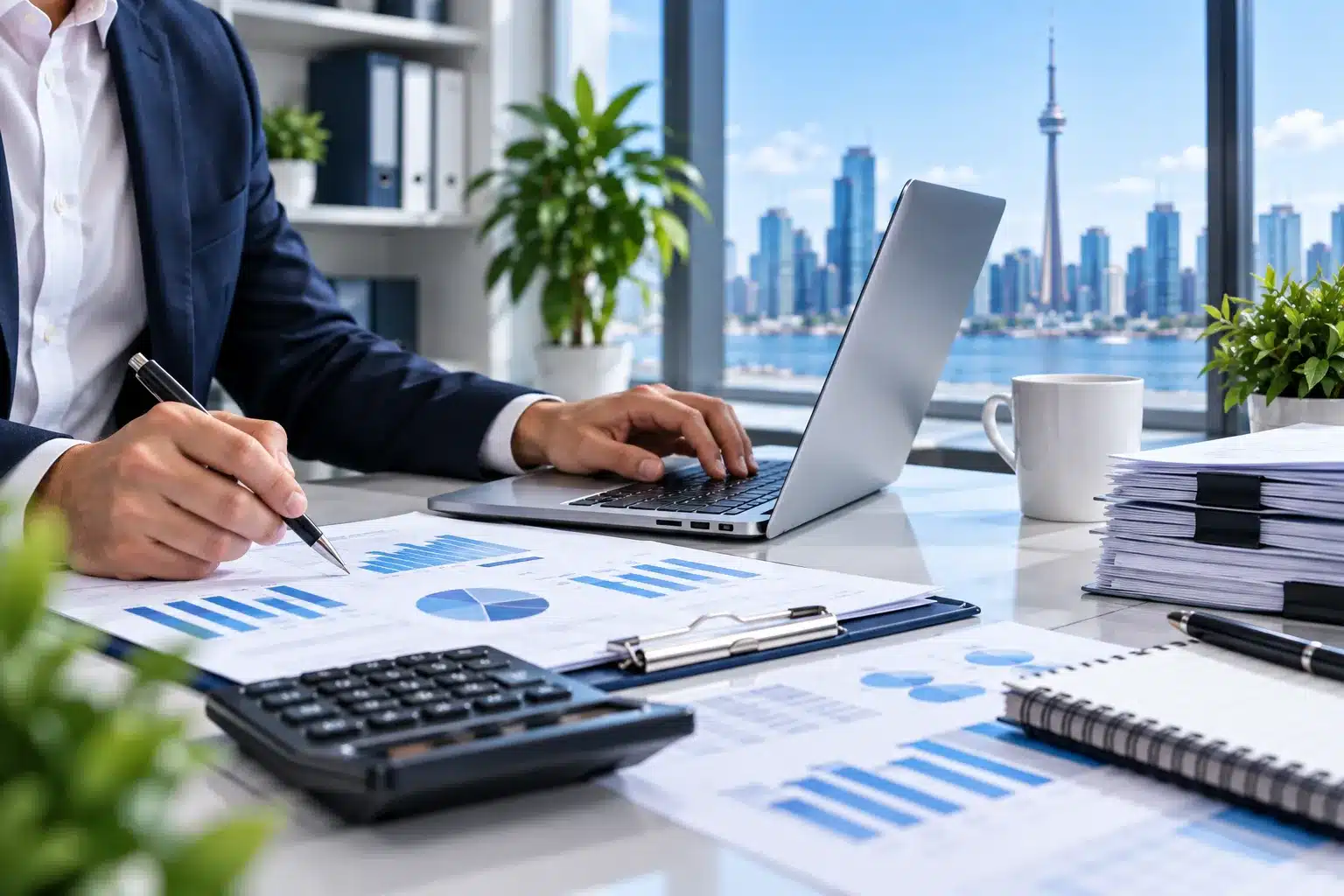 Business financial records and bookkeeping reports being reviewed for accounting catch-up